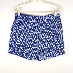 Ted Baker Blue and White Geometric Swim Trunks
